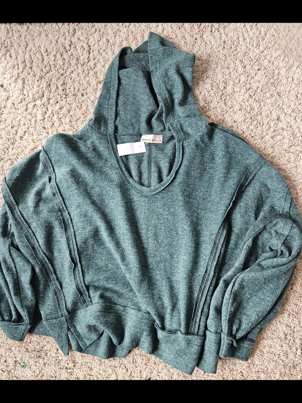 Zenana Outfitters Heather Teal Pullover Hoodie